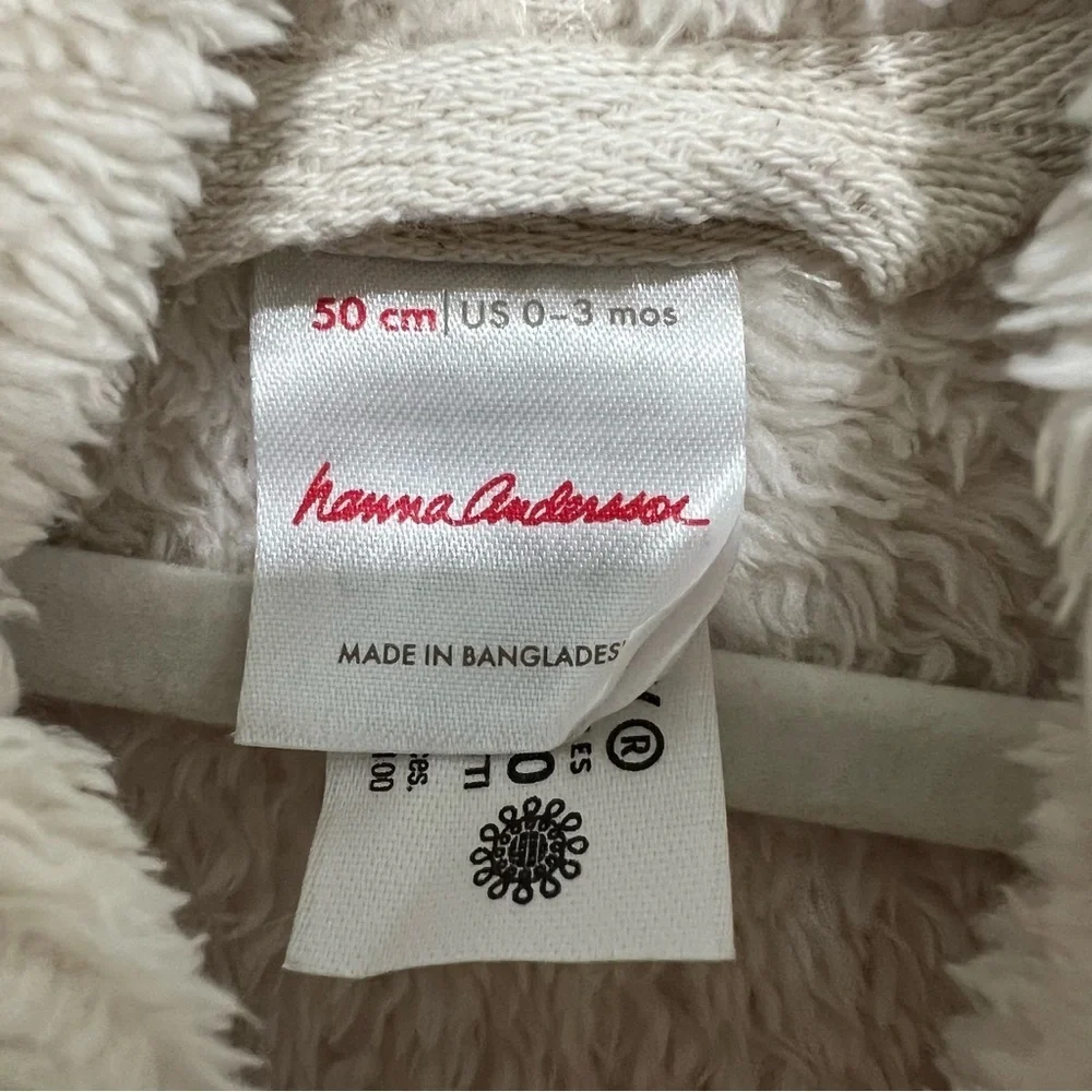 Hanna Andersson Baby Fuzzy Cream Snow Suit Size 50cm/0-3 Months